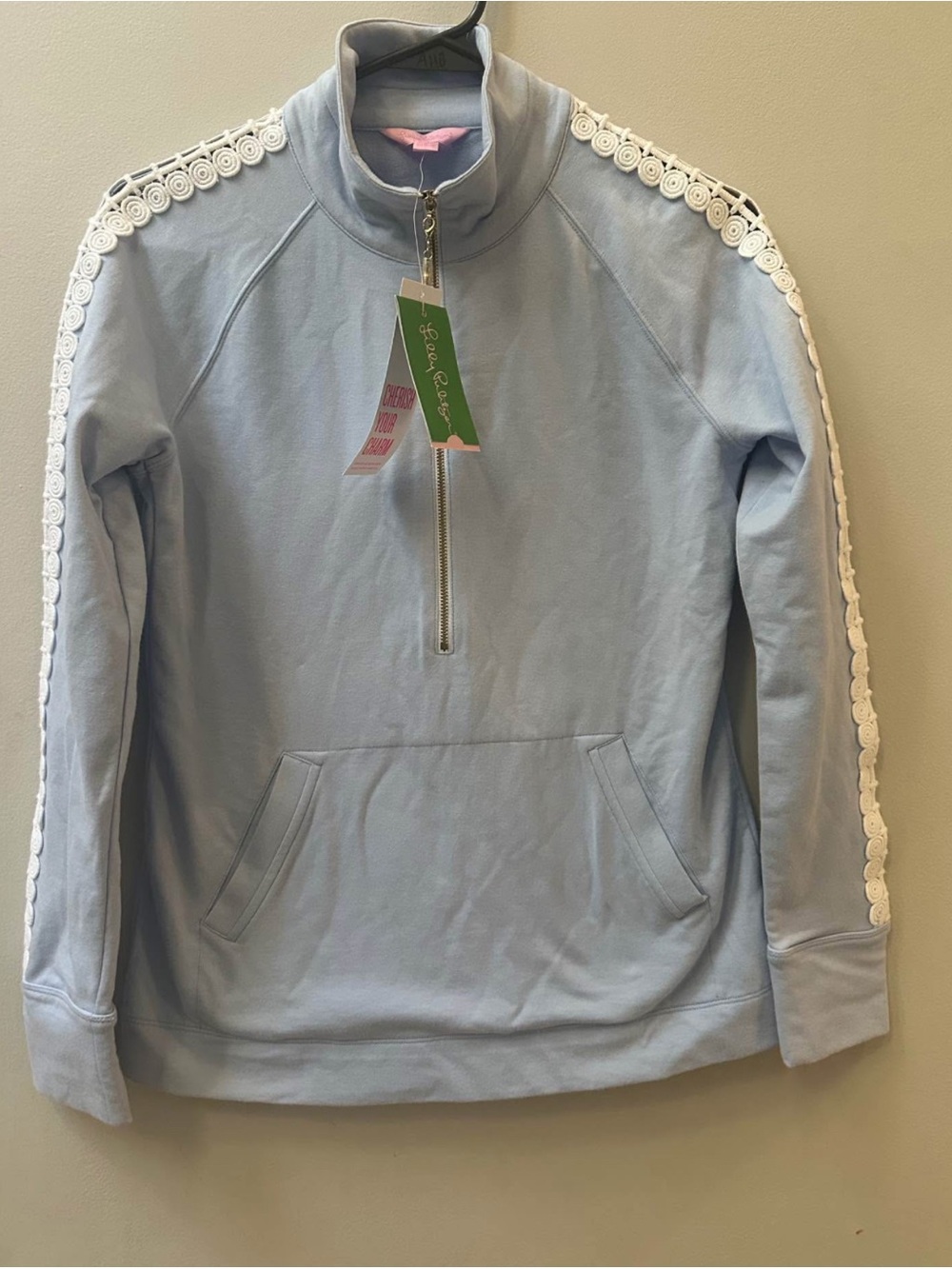 NWT Lilly Pulitzer Light Blue Jacket with Pink Label and Gold Zipper size XS